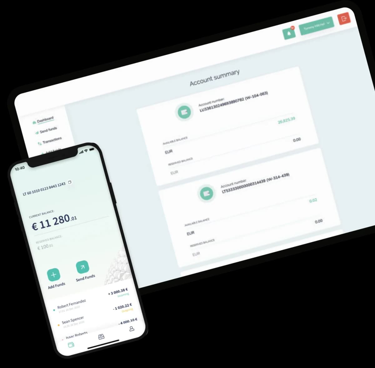 Mobile banking app screen