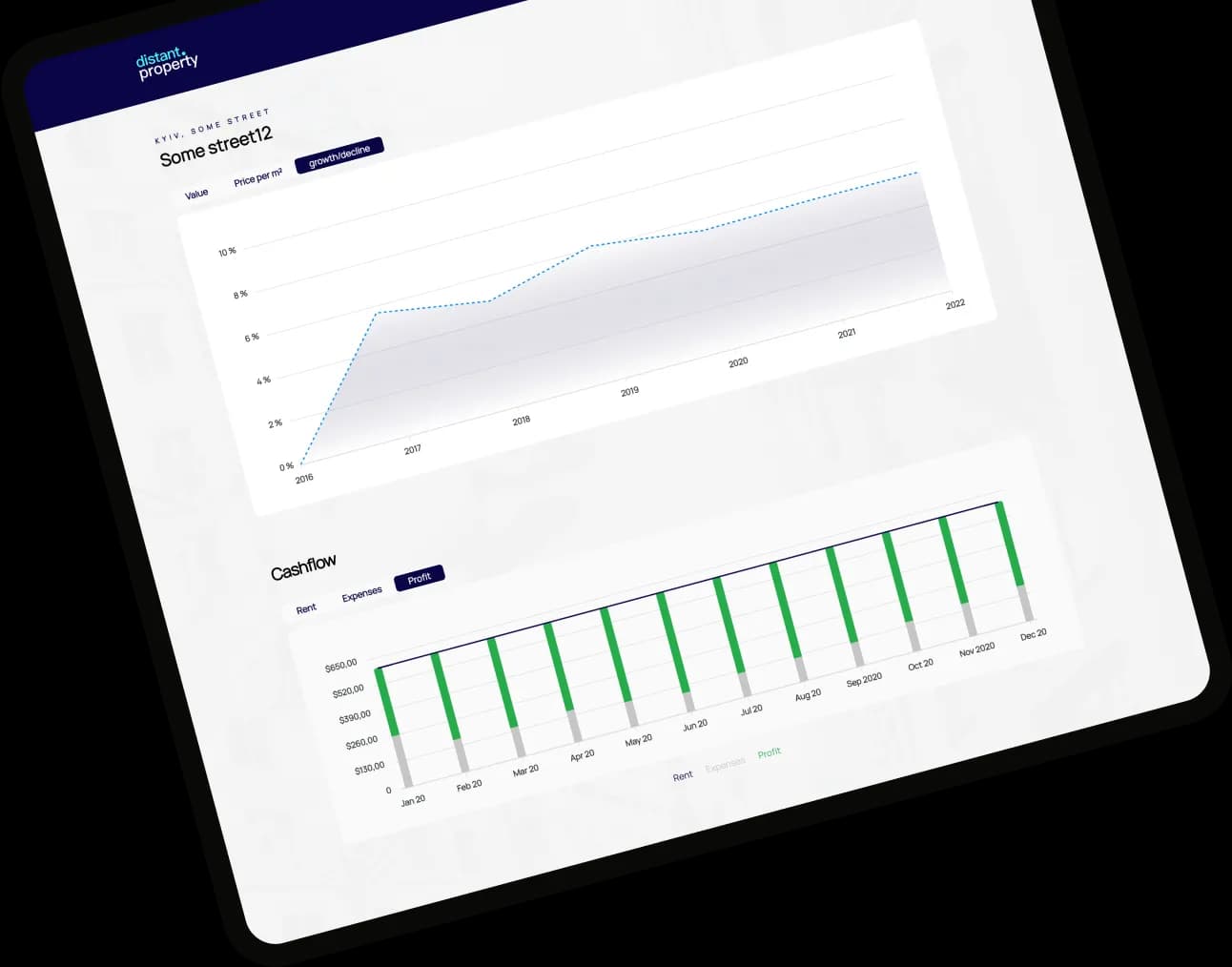 Cashflow management product, screen 1