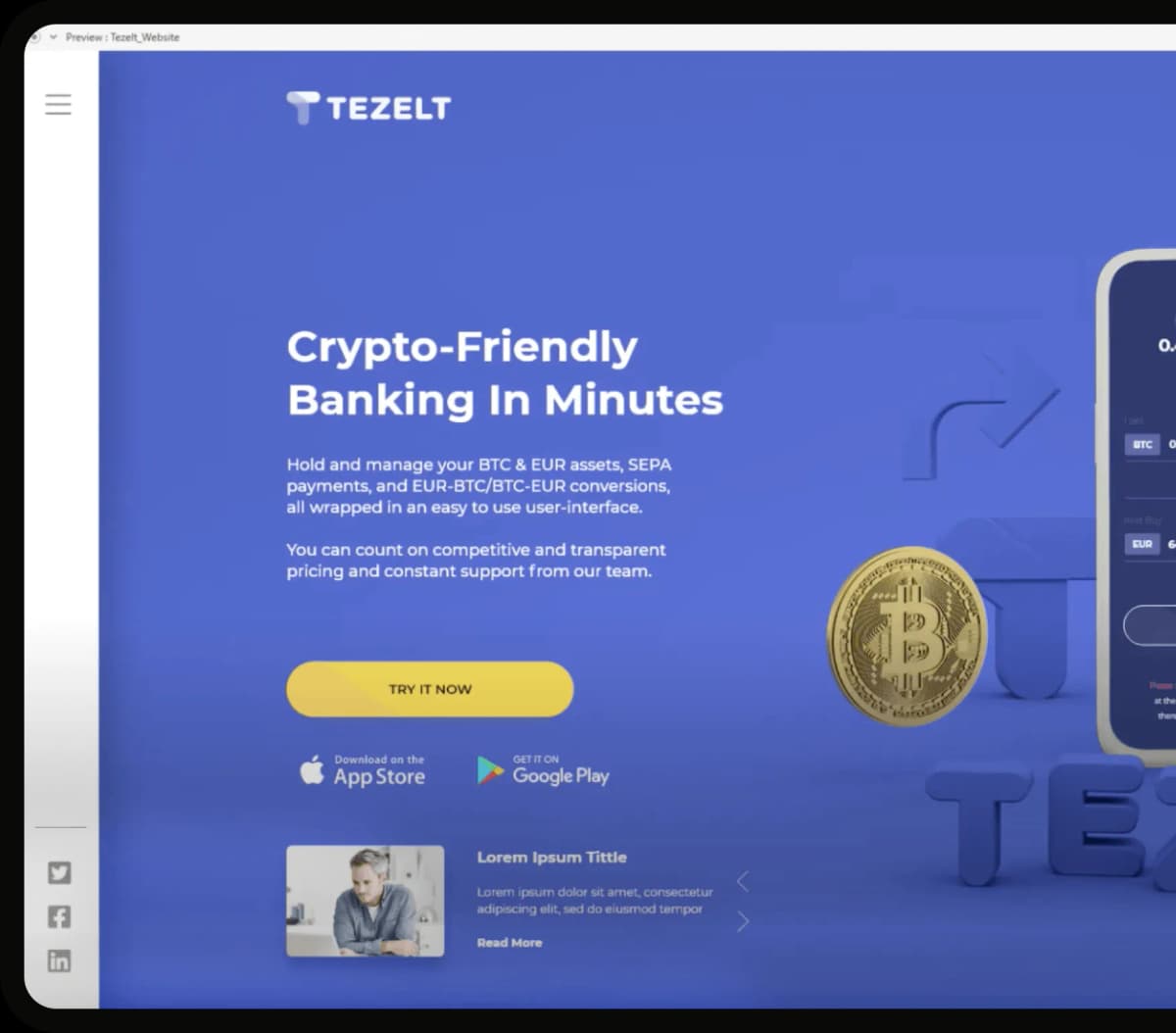 E-wallet for crypto actives exchange screen