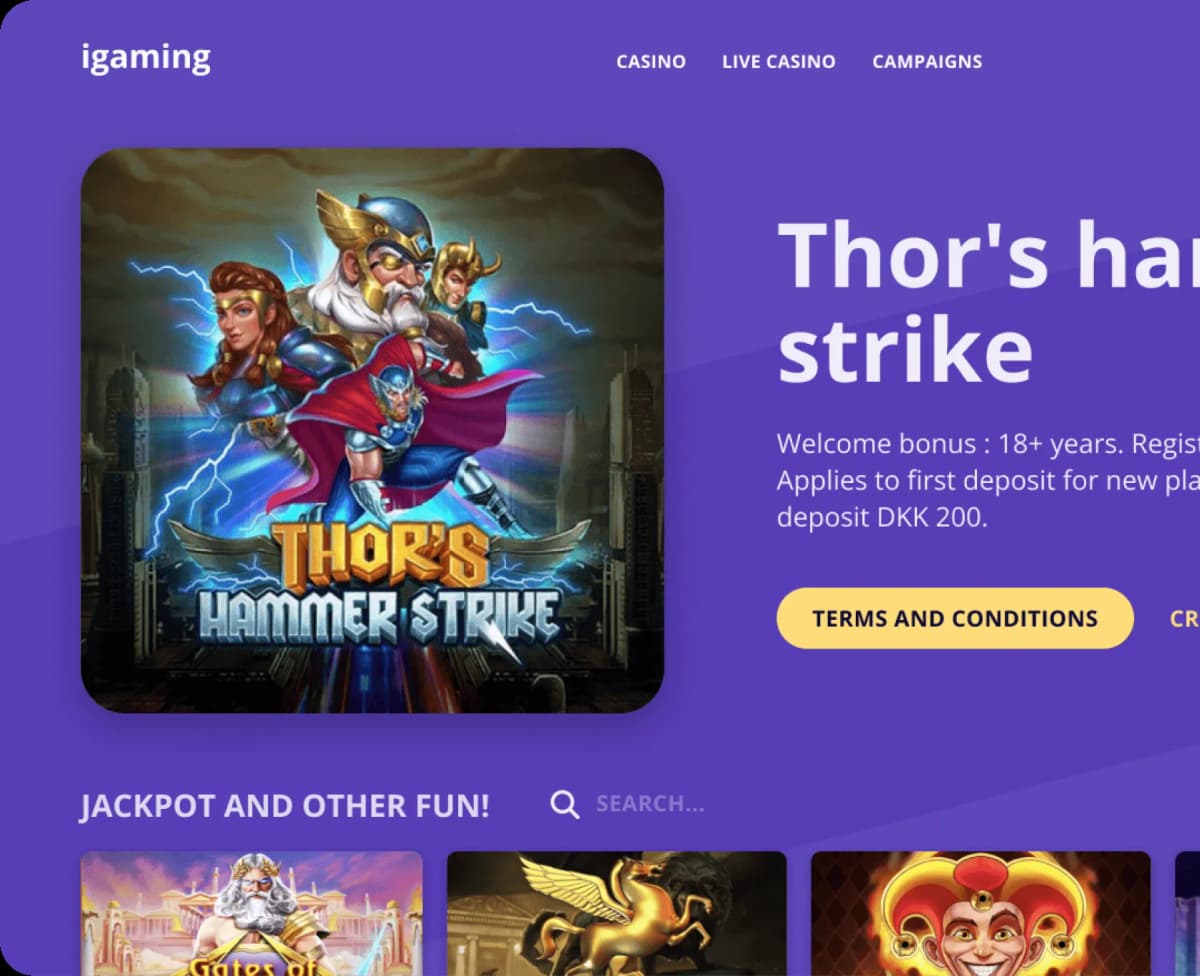 Entertainment platform B2C Denmark market screen